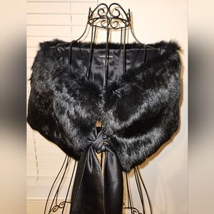 Valerie Stevens Black Rabbit Fur Wrap